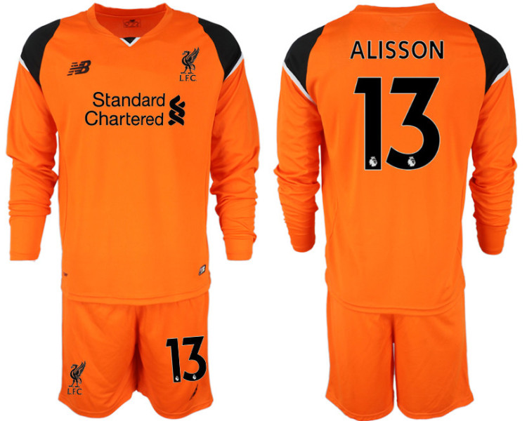 2018-19 Liverpool #13 ALISSON Orange Long Sleeve Goalkeeper Soccer Jersey 2018-19 Liverpool #13 ALISSON Orange Long Sleeve Goalkeeper Soccer Jersey
