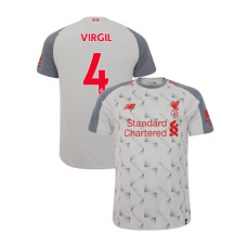 Liverpool 2018-19 Third #4 Virgil van Dijk Light Gray Replica Jersey