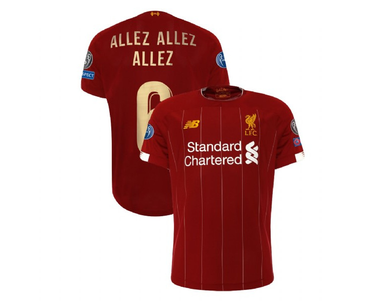 Liverpool European UCL Gold #6 ALLEZ ALLEZ ALLEZ Red Replica Jersey Liverpool European UCL Gold #6 ALLEZ ALLEZ ALLEZ Red Replica Jersey