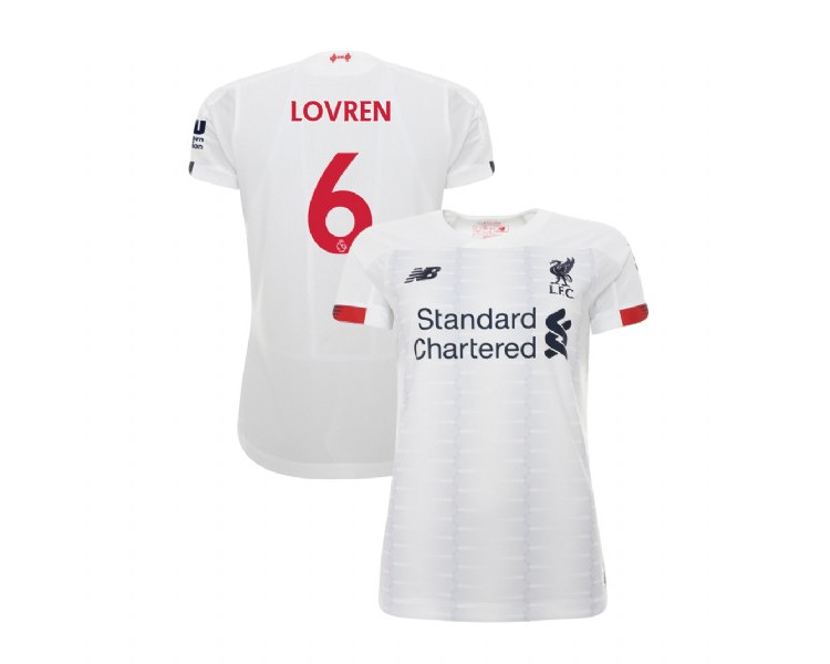 Women's Liverpool 2019-20 Away #6 Dejan Lovren White Replica Jersey Women's Liverpool 2019-20 Away #6 Dejan Lovren White Replica Jersey