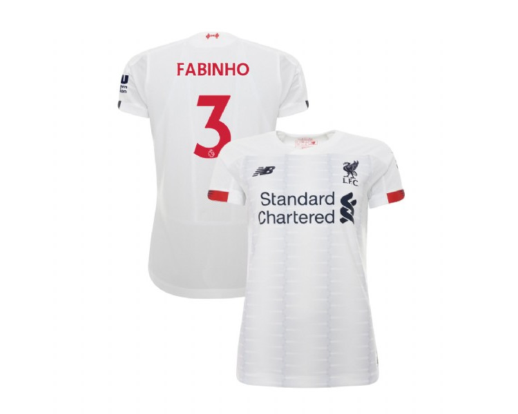 Women's Liverpool 2019-20 Away #3 Fabinho White Replica Jersey Women's Liverpool 2019-20 Away #3 Fabinho White Replica Jersey