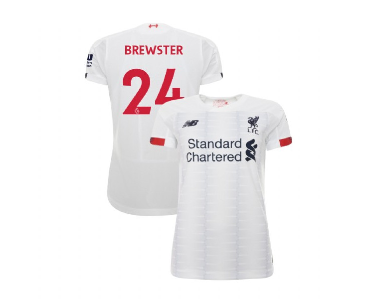 Women's Liverpool 2019-20 Away #24 Rhian Brewster White Replica Jersey Women's Liverpool 2019-20 Away #24 Rhian Brewster White Replica Jersey
