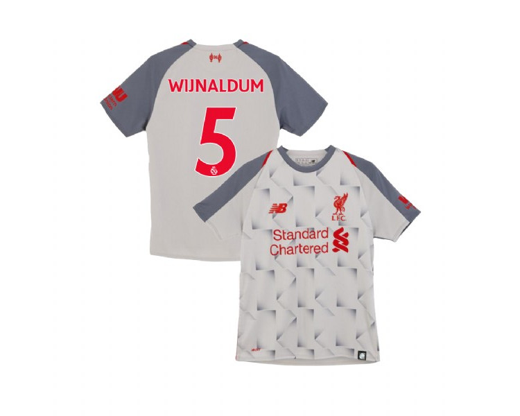 Youth Liverpool 2018-19 Third #5 Georginio Wijnaldum Light Gray Replica Jersey Youth Liverpool 2018-19 Third #5 Georginio Wijnaldum Light Gray Replica Jersey