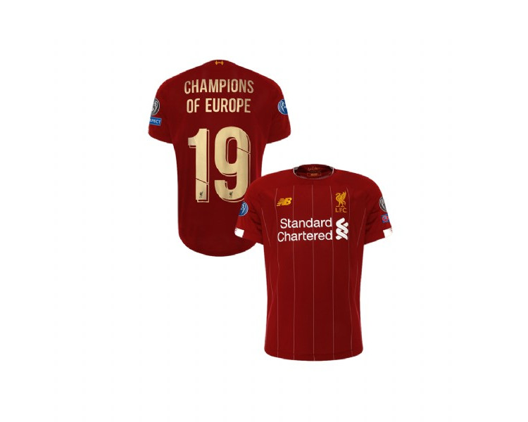 Youth Liverpool European UCL Gold #19 Champions of Europe Red Youth Replica Jersey Youth Liverpool European UCL Gold #19 Champions of Europe Red Youth Replica Jersey