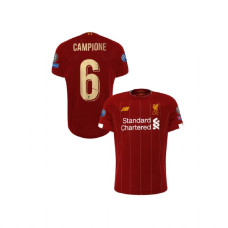 Youth Liverpool European UCL Gold #6 Campione Red Youth Replica Jersey