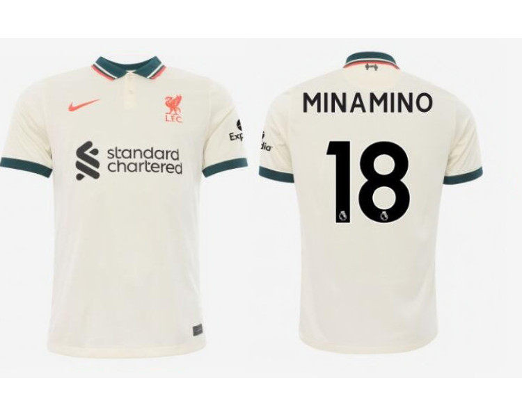 2021/22 Liverpool Away #18 Takumi Minamino Authentic Tan Jersey 2021/22 Liverpool Away #18 Takumi Minamino Authentic Tan Jersey