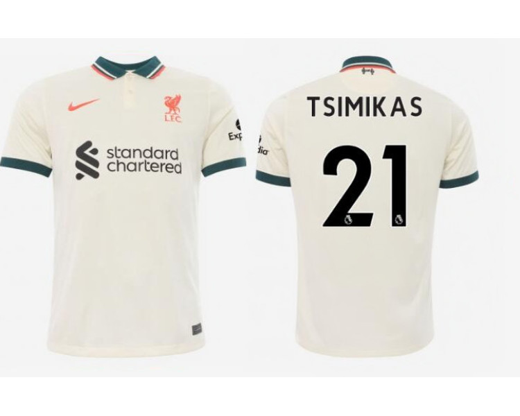 Womens 2021/22 Liverpool Away #21 Tsimikas Replica Tan Jersey Womens 2021/22 Liverpool Away #21 Tsimikas Replica Tan Jersey