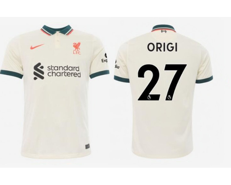 2021/22 Liverpool Away #27 Divock Origi Replica Tan Jersey 2021/22 Liverpool Away #27 Divock Origi Replica Tan Jersey