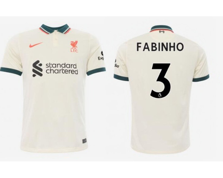 Womens 2021/22 Liverpool Away #3 Fabinho Authentic Tan Jersey Womens 2021/22 Liverpool Away #3 Fabinho Authentic Tan Jersey