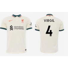 Womens 2021/22 Liverpool Away #4 Virgil Van Dijk Authentic Tan Jersey Womens 2021/22 Liverpool Away #4 Virgil Van Dijk Authentic Tan Jersey