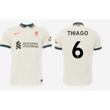 Womens 2021/22 Liverpool Away #6 Thiago Alcantara Authentic Tan Jersey Womens 2021/22 Liverpool Away #6 Thiago Alcantara Authentic Tan Jersey