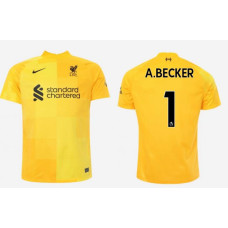 2021/22 Liverpool Away Goalkeeper #1 Alisson Becker Authentic Yellow Jersey 2021/22 Liverpool Away Goalkeeper #1 Alisson Becker Authentic Yellow Jersey