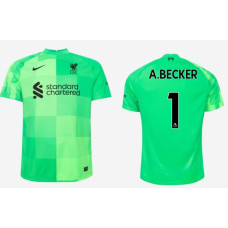 2021/22 Liverpool Home Goalkeeper #1 Alisson Becker Authentic Green Jersey 2021/22 Liverpool Home Goalkeeper #1 Alisson Becker Authentic Green Jersey