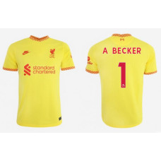 2021/22 Liverpool Third #1 Alisson Becker Authentic Yellow Jersey