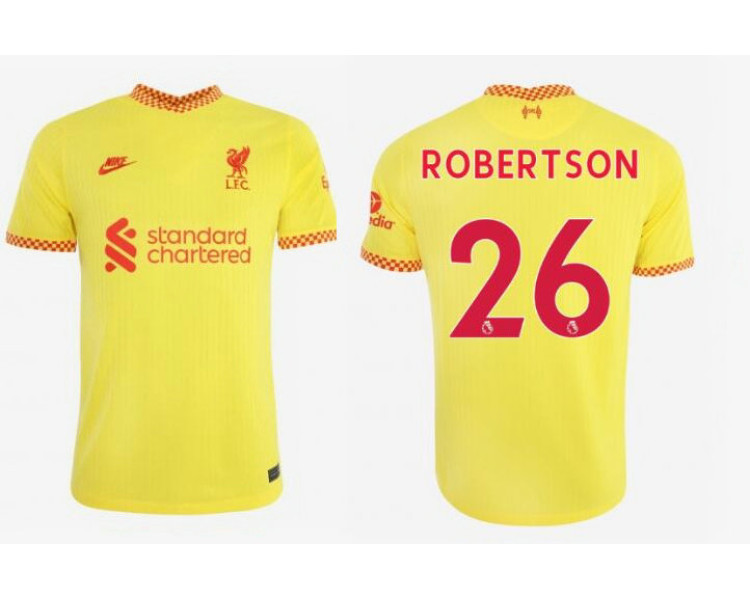 Youth 2021/22 Liverpool Third #26 Andrew Robertson Authentic Yellow Jersey Youth 2021/22 Liverpool Third #26 Andrew Robertson Authentic Yellow Jersey