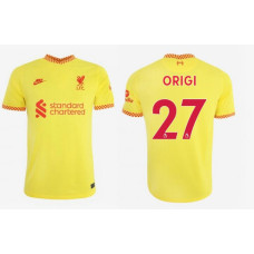 Youth 2021/22 Liverpool Third #27 Divock Origi Replica Yellow Jersey Youth 2021/22 Liverpool Third #27 Divock Origi Replica Yellow Jersey