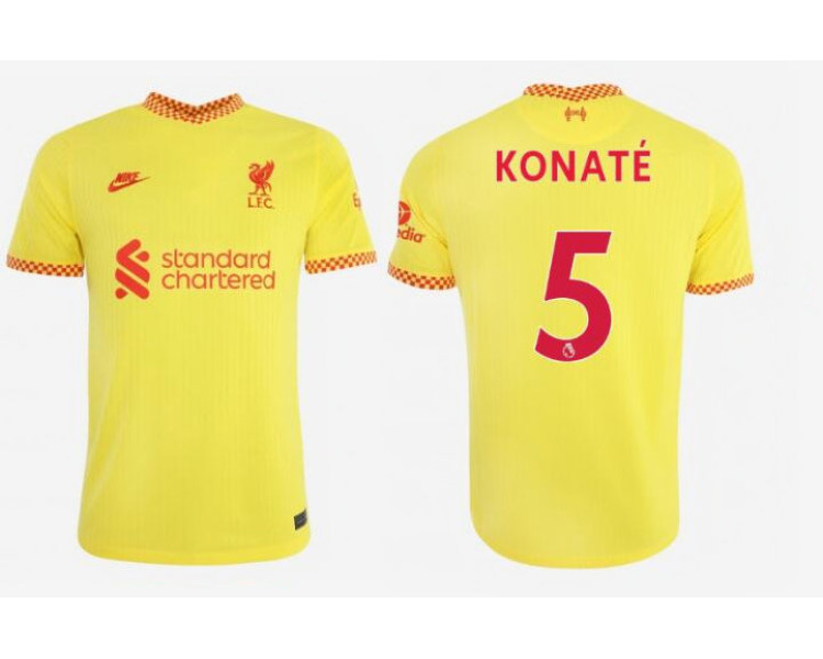 2021/22 Liverpool Third #5 Ibrahima Konate Replica Yellow Jersey 2021/22 Liverpool Third #5 Ibrahima Konate Replica Yellow Jersey