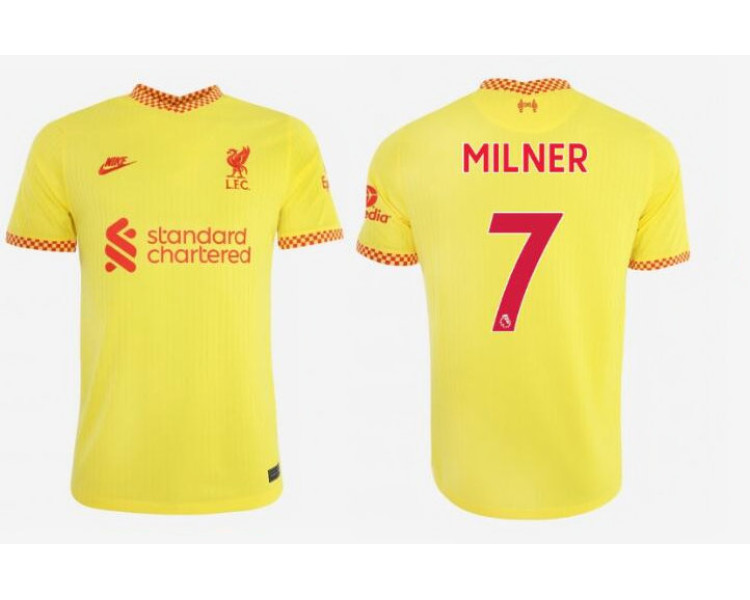 2021/22 Liverpool Third #7 James Milner Authentic Yellow Jersey 2021/22 Liverpool Third #7 James Milner Authentic Yellow Jersey