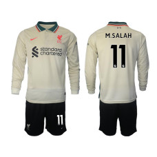 YOUTH 2021/22 Liverpool 11 Mohamed Salah long sleeve Away White Jersey (With Shorts) YOUTH 2021/22 Liverpool 11 Mohamed Salah long sleeve Away White Jersey (With Shorts)