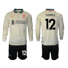 2021/22 Liverpool 12 Joe Gomez long sleeve Away White Jersey (With Shorts) 2021/22 Liverpool 12 Joe Gomez long sleeve Away White Jersey (With Shorts)