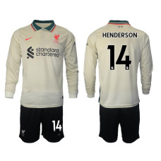 2021/22 Liverpool 14 Jordan Henderson long sleeve Away White Jersey (With Shorts) 2021/22 Liverpool 14 Jordan Henderson long sleeve Away White Jersey (With Shorts)