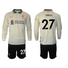 YOUTH 2021/22 Liverpool 27 Origi long sleeve Away White Jersey (With Shorts)