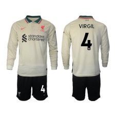 2021/22 Liverpool 4 Virgil Van Dijk long sleeve Away White Jersey (With Shorts) 2021/22 Liverpool 4 Virgil Van Dijk long sleeve Away White Jersey (With Shorts)