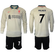 YOUTH 2021/22 Liverpool 7 James Milner long sleeve Away White Jersey (With Shorts) YOUTH 2021/22 Liverpool 7 James Milner long sleeve Away White Jersey (With Shorts)