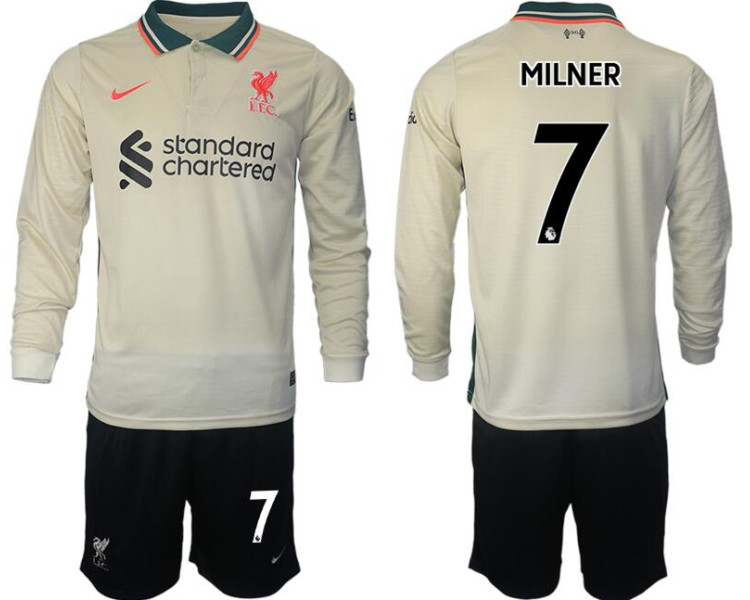 2021/22 Liverpool 7 James Milner long sleeve Away White Jersey (With Shorts) 2021/22 Liverpool 7 James Milner long sleeve Away White Jersey (With Shorts)