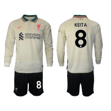 YOUTH 2021/22 Liverpool 8 Naby Keita long sleeve Away White Jersey (With Shorts) YOUTH 2021/22 Liverpool 8 Naby Keita long sleeve Away White Jersey (With Shorts)