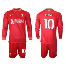 2021/22 Liverpool 10 Sadio Mane long sleeve Home Red Jersey (With Shorts) 2021/22 Liverpool 10 Sadio Mane long sleeve Home Red Jersey (With Shorts)