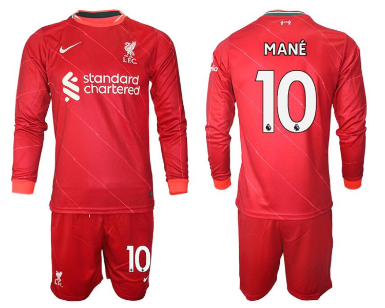 YOUTH 2021/22 Liverpool 10 Sadio Mane long sleeve Home Red Jersey (With Shorts) YOUTH 2021/22 Liverpool 10 Sadio Mane long sleeve Home Red Jersey (With Shorts)