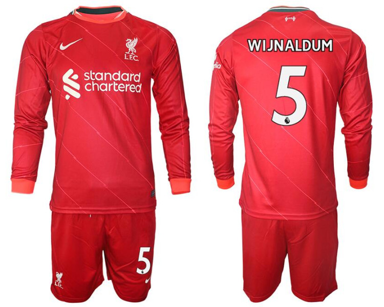 2021/22 Liverpool 5 Wijnaldum long sleeve Home Red Jersey (With Shorts) 2021/22 Liverpool 5 Wijnaldum long sleeve Home Red Jersey (With Shorts)