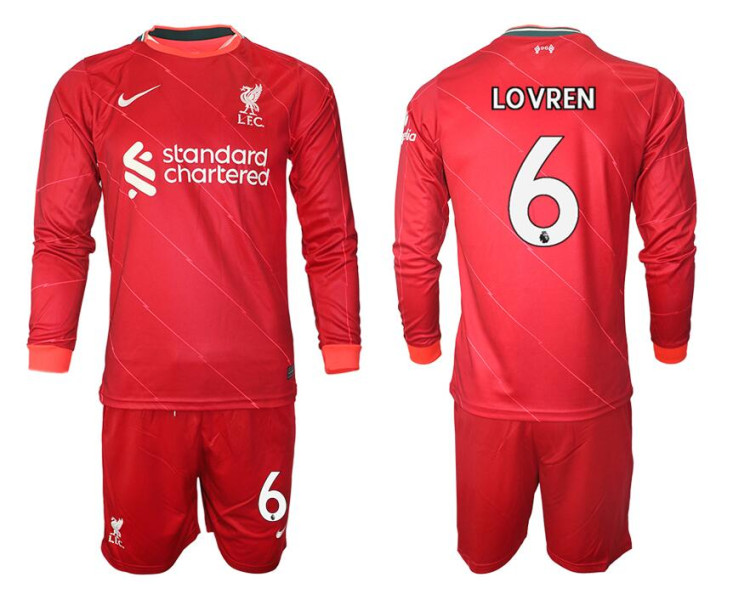 YOUTH 2021/22 Liverpool 6 Lovren long sleeve Home Red Jersey (With Shorts) YOUTH 2021/22 Liverpool 6 Lovren long sleeve Home Red Jersey (With Shorts)