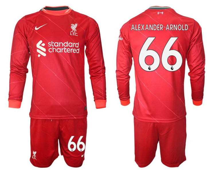 YOUTH 2021/22 Liverpool 66 Trent Alexander-Arnold long sleeve Home Red Jersey (With Shorts) YOUTH 2021/22 Liverpool 66 Trent Alexander-Arnold long sleeve Home Red Jersey (With Shorts)