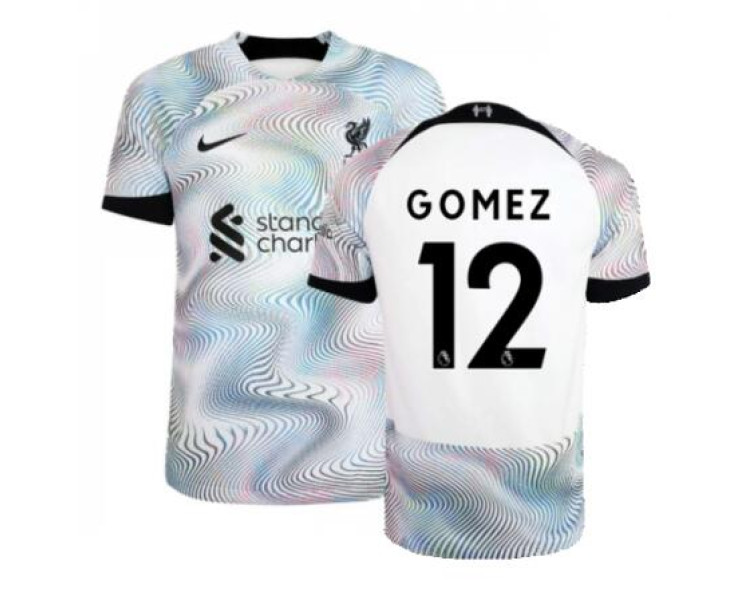 Women 2022/23 Liverpool Away Gomez 12 Replica White/Black Jersey Women 2022/23 Liverpool Away Gomez 12 Replica White/Black Jersey