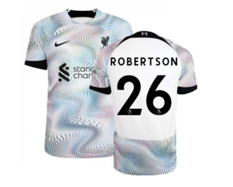 2022/23 Liverpool Away Robertson 26 Authentic White/Black Jersey 2022/23 Liverpool Away Robertson 26 Authentic White/Black Jersey
