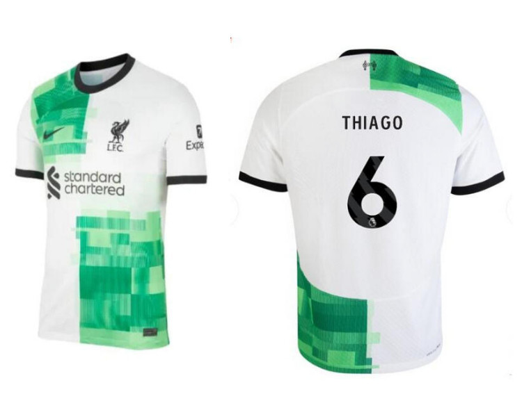 Youth 2023-24 liverpool THIAGO - 6 Away White Authentic Jersey