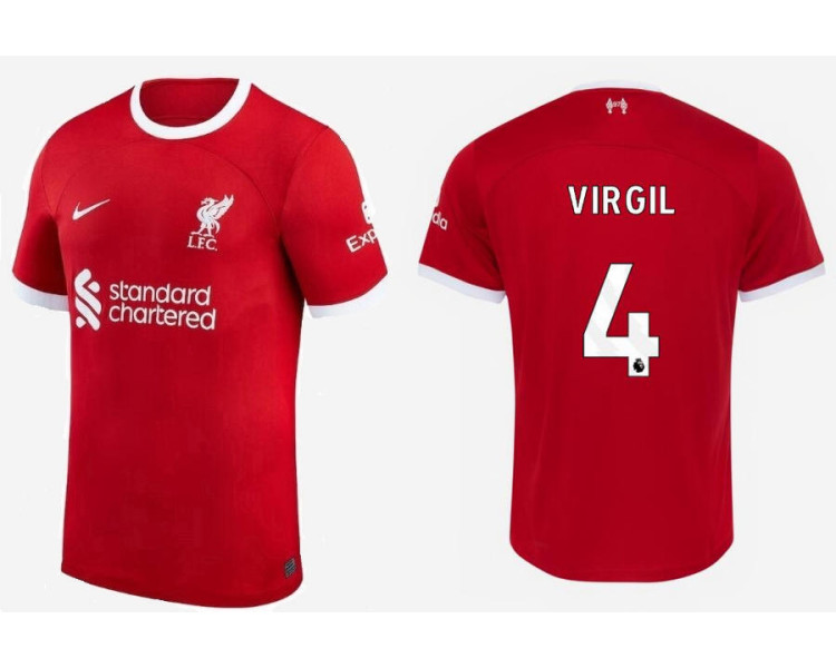 Youth 2023-24 liverpool VIRGIL - 4 Home Red Authentic Jersey