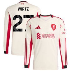 2025-2026 Liverpool Florian Wirtz 27 Authentic White Away Long Sleeve Jersey