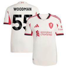 2025-2026 Liverpool Woodman FWhitedie 55 Authentic White Away Jersey