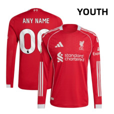 Youth Customize 2025-2026 Liverpool Authentic Red Home Long Sleeve Jersey
