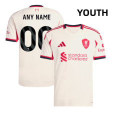 Youth Customize 2025-2026 Liverpool Authentic White Away Jersey
