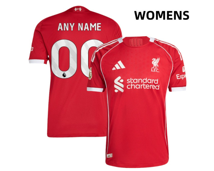 Women's Customize 2025-2026 Liverpool Replica Red Home Jersey Women's Customize 2025-2026 Liverpool Replica Red Home Jersey