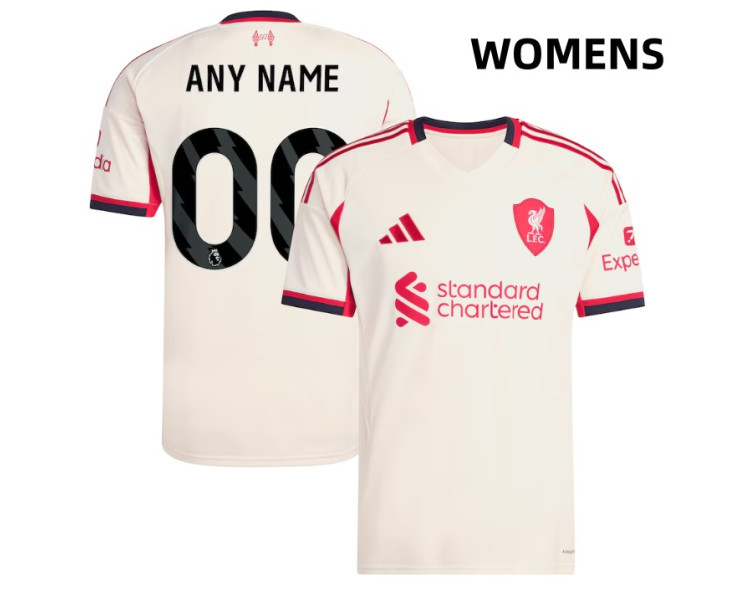 Women's Customize 2025-2026 Liverpool Authentic White Away Jersey Women's Customize 2025-2026 Liverpool Authentic White Away Jersey
