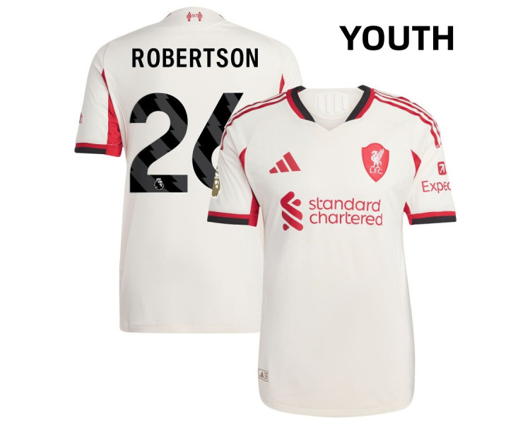 Youth 2025-2026 Liverpool Andy Robertson 26 Authentic White Away Jersey Youth 2025-2026 Liverpool Andy Robertson 26 Authentic White Away Jersey