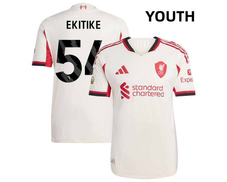Youth 2025-2026 Liverpool Hugo Ekitike 54 Replica White Away Jersey Youth 2025-2026 Liverpool Hugo Ekitike 54 Replica White Away Jersey