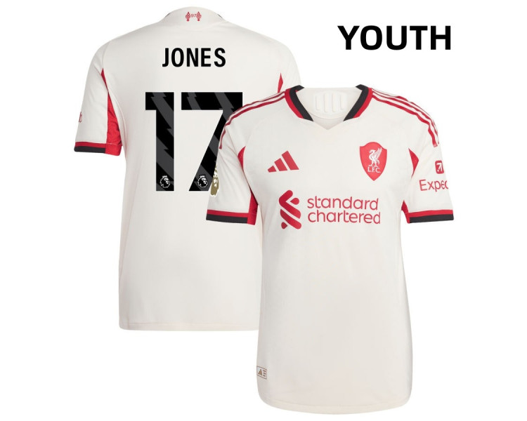 Youth 2025-2026 Liverpool Jones Curtis 17 Authentic White Away Jersey Youth 2025-2026 Liverpool Jones Curtis 17 Authentic White Away Jersey