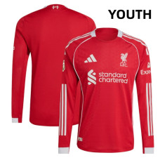 Youth 2025-2026 Liverpool Authentic Red Home Long Sleeve Jersey