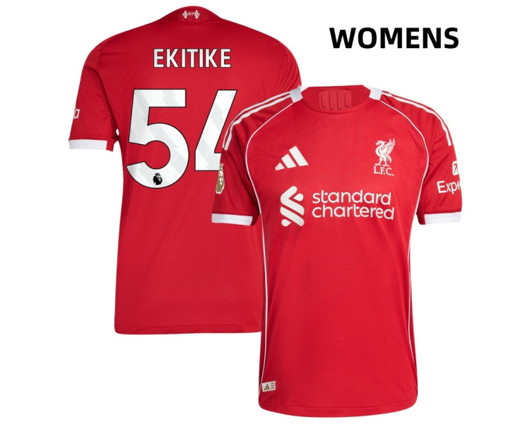 Women's 2025-2026 Liverpool Hugo Ekitike 54 Authentic Red Home Jersey Women's 2025-2026 Liverpool Hugo Ekitike 54 Authentic Red Home Jersey